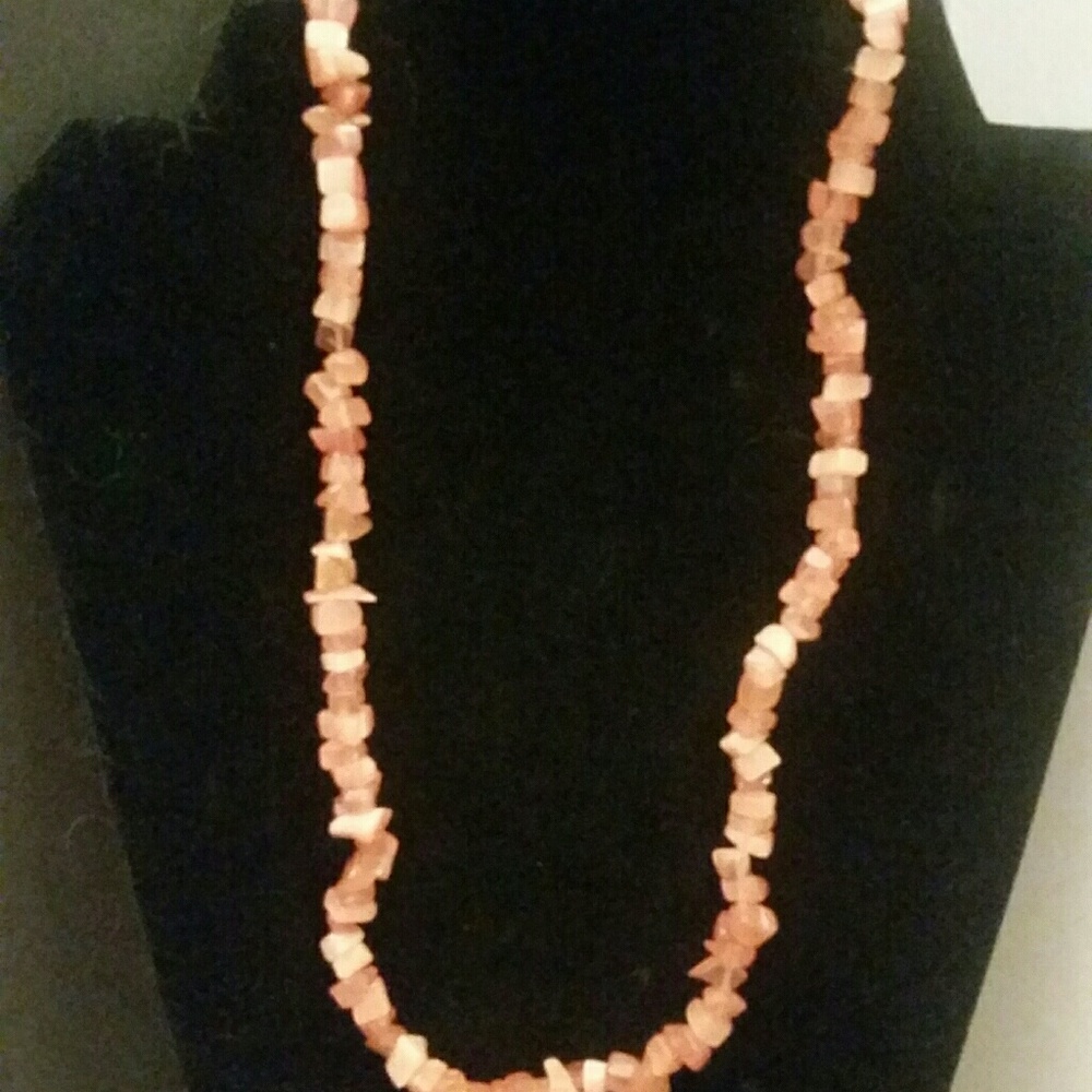 Orange quartz like natural stone necklace